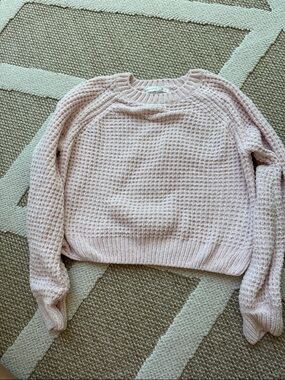 Altar'd State Pale Pink Waffle Crew Sweater